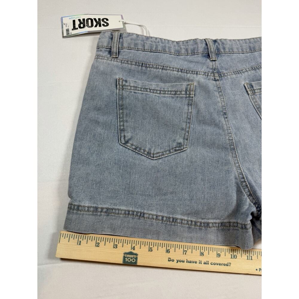 Refuge Women's Skort Blue Denim High Waist Mini Shorts XL - Picture 7 of 9